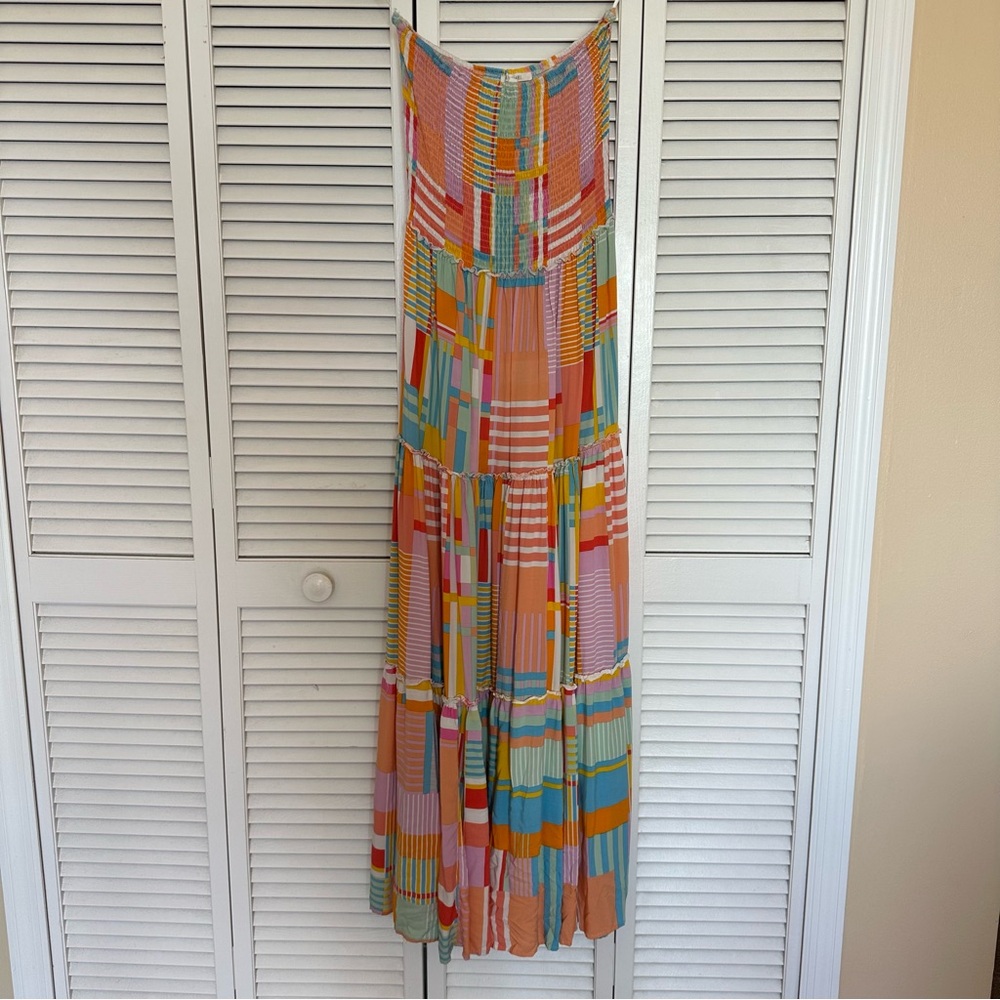 Abel The Label Tiered Patchwork Maxi Dress Multic… - image 3